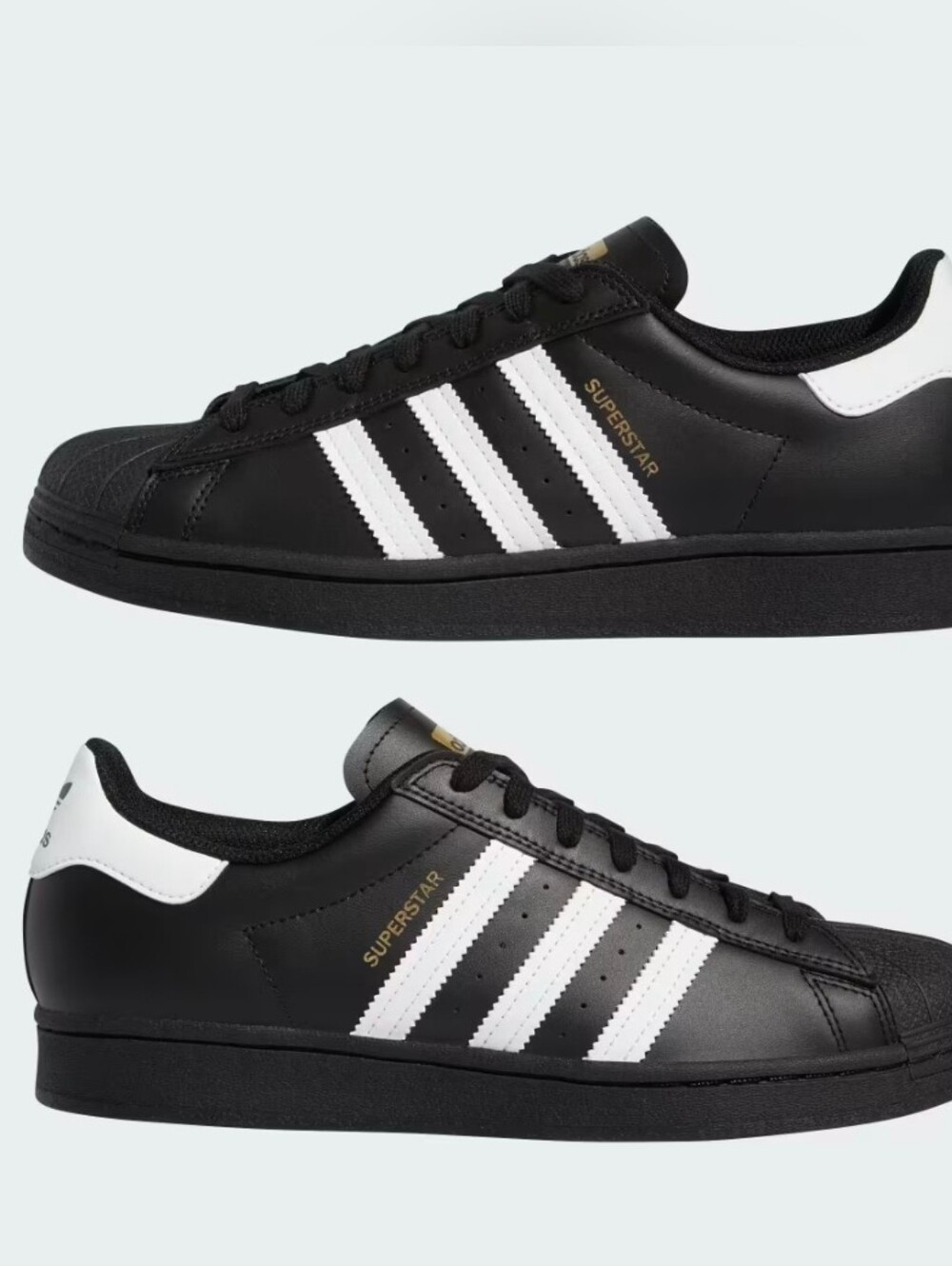 Adidas Super STAR Black & White Classic Low-Top Sneakers with Gold Logo